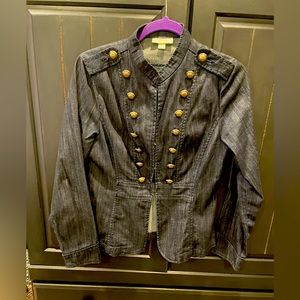 Military style denim jacket